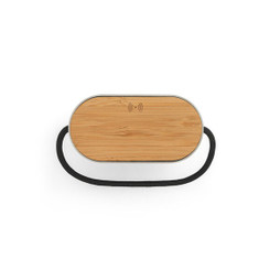 hi!dea 97183 - 5W portable speaker with super-fast 15W wireless charger and 2h battery life made of bamboo and recycled PET (100% rPET)