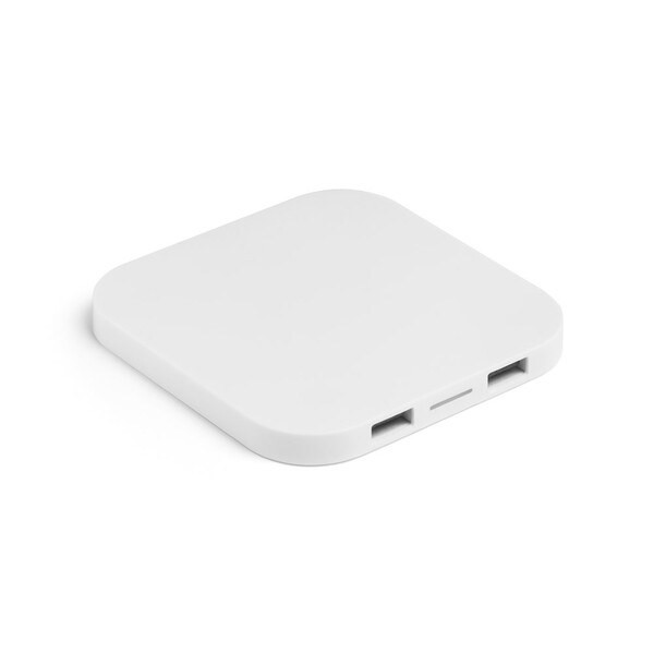 Fast charger trådløs oplader 15W med 2 HUB portabler USB-A i ABS Fast charger trådløs oplader 15W med 2 HUB portabler USB-A i genanvendt ABS (100 % rABS) - Egotier 97903