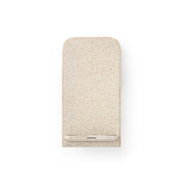 Smartphoneholder med 10W hurtig trådløs oplader i genanvendt ABS (100 % rABS) og hvedestråfiber - Egotier 97932