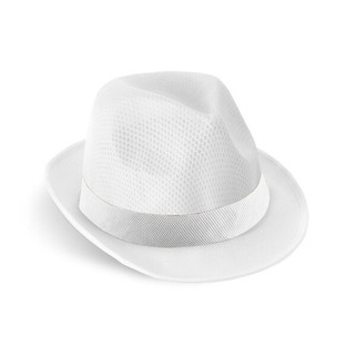 Chapeau en PP avec ruban en polyester blanc - Egotier 99086