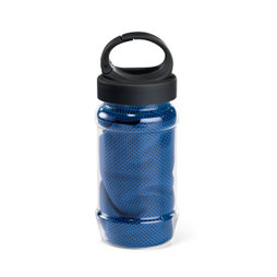 hi!dea 99967 - Sporthandtuch aus Polyamid und Polyester mit Flasche (440 mL) aus PP und PET und einem integrierten Karabinerhaken am Deckel