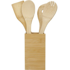 PCNA 1401-09 - Bamboo 4-piece Kitchen Tool Set and Canister