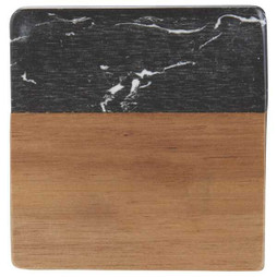 PCNA 1033-65 - Black Marble and Wood Coaster Set
