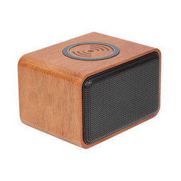 PCNA 7197-05 - Altavoz Bluetooth de madera con base de carga inalámbrica