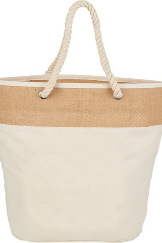 Jute Accent 12oz Cotton Canvas Rope Tote - PCNA 7900-22