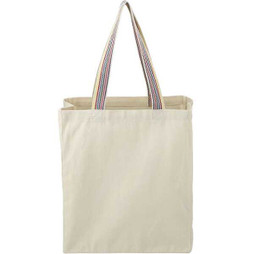 PCNA 7901-03 - Bolsa de la compra de algodón reciclado Rainbow de 6 onzas