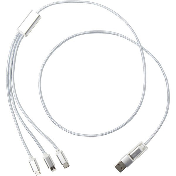 Versatile 5-1 recycled aluminium charging cable - EgotierPro 124386