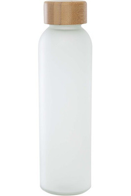 Lume 500 ml fles van mat natronkalkglas met bamboe deksel - EgotierPro 100830