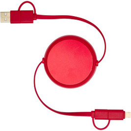 PF Concept 124420 - Alasia 5-in-1 100 cm recycled plastic and aluminium retractable data sync and 45W fast charge cable
