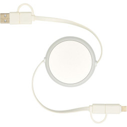 PF Concept 124420 - Alasia 5-in-1 100 cm intrekbare datasynchronisatie- en 45 W snellaadkabel van gerecycled plastic en aluminium