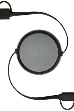 Alasia 5-in-1 100 cm recycled plastic and aluminium retractable data sync and 45W fast charge cable - EgotierPro 124420