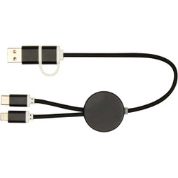 PF Concept 124424 - Alasia 5-in-1 recycled aluminium and plastic 30 cm data sync and 27W fast charge cable