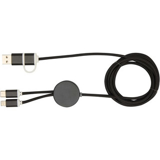 Câble 5 en 1 Alasia en aluminium et plastique recyclés de 150 cm pour la synchronisation des données et la charge rapide de 27 W - EgotierPro 124425