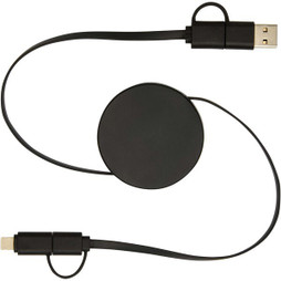 PF Concept 124430 - Citala 5-in-1 recycled plastic 90 cm retractable data sync and 40W fast charge cable