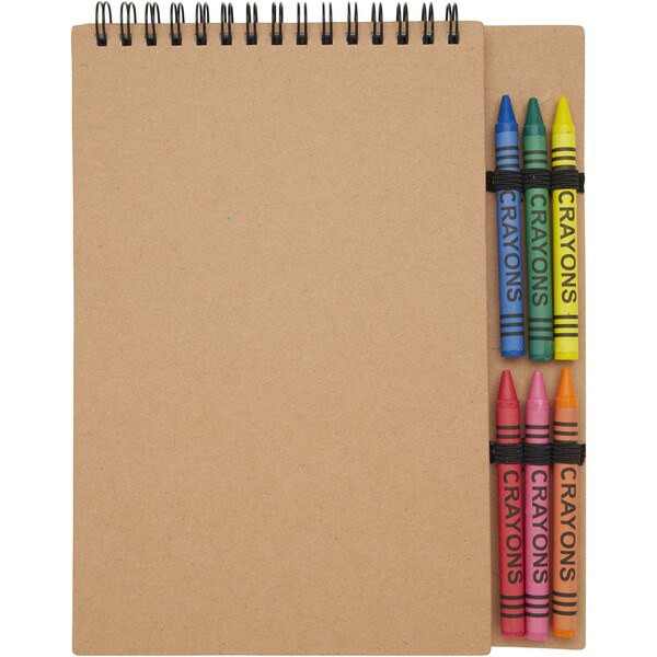 Doodle A5 spiral soft cover notebook and crayon set - EgotierPro 107967