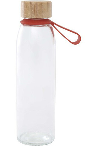 Bouteille deau en verre Porto de 500 ml avec poignée en silicone et couvercle en bambou - EgotierPro 100853
