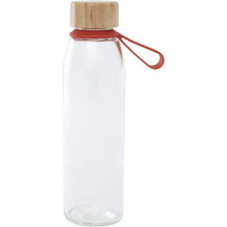 PF Concept 100853 - Porto 500 ml glass water bottle with silicone handle and bamboo lid 