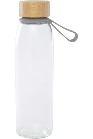 Porto 500 ml glazen waterfles met siliconen handgreep en bamboe deksel - EgotierPro 100853