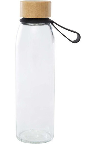 Bouteille deau en verre Porto de 500 ml avec poignée en silicone et couvercle en bambou - EgotierPro 100853