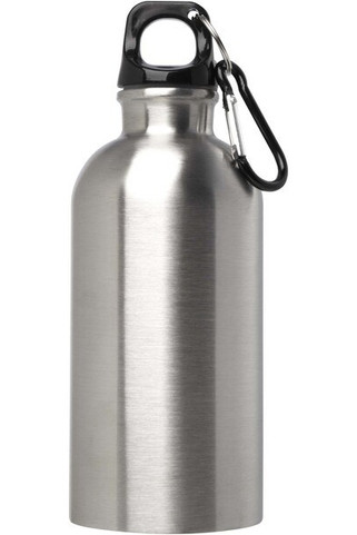 Bouteille deau Oregon de 400 ml simple paroi en acier recyclé certifié RCS avec mousqueton - EgotierPro 100860