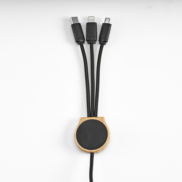Aodaci ACB003 - Asimov 5-in-1 Cable Bamboo and rPET. Backlit logo