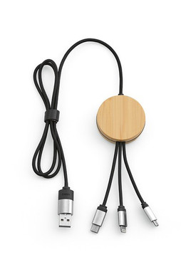 Aodaci ACB004 - Feynman 5-in-1 Cable Bamboo and rPET. Backlit logo
