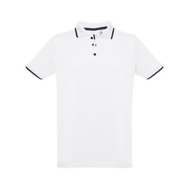 hi!dea 30136 - Tweekleurig katoenen herenpoloshirt. Witte kleur
