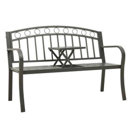 vidaXL 312041 - Banc de jardin avec une table 125 cm acier gris