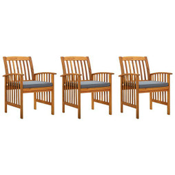 vidaXL 312131 - Chaises à manger de jardin lot de 3 et coussins Bois dacacia