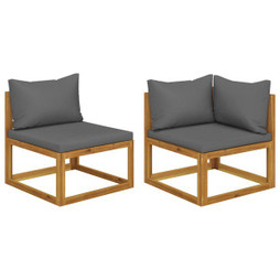 vidaXL 311856 - Ensemble de canapés 2pcs avec coussins gris foncé Acacia solide