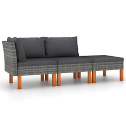 vidaXL 315757 - Salon de jardin 3pcs Résine tressée et bois deucalyptus massif