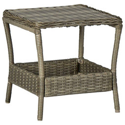 vidaXL 313308 - Table de jardin Marron 45x45x46,5 cm Résine tressée