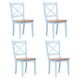 vidaXL 247361 - Chaises à manger lot de 4 gris et bois clair bois hévéa massif