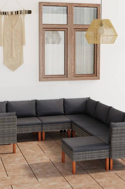 vidaXL 3059722 - Salon de jardin 9 pcs avec coussins Résine tressée