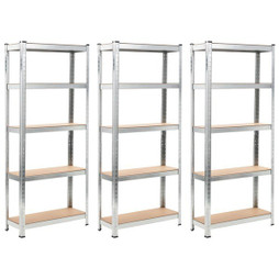 vidaXL 144272 - Storage Shelves 3 pcs 75x30x172 cm Steel and MDF