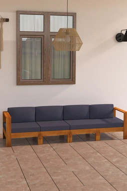 vidaXL 3057947 - Canapé de jardin 4 places et coussins gris foncé bois dacacia