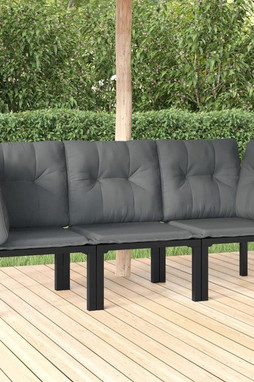 vidaXL 3187731 - Salon de jardin 3 pcs noir et gris résine tressée