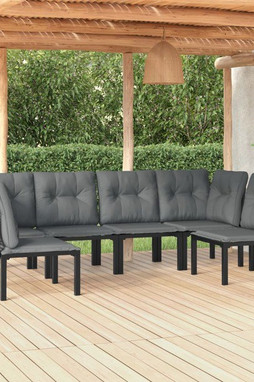 vidaXL 3187738 - Salon de jardin 6 pcs noir et gris résine tressée
