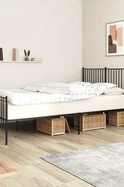 vidaXL 350884 - Cadre de lit métal sans matelas avec pied de lit noir 150x200cm