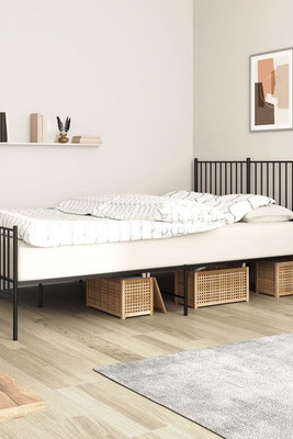 vidaXL 350884 - Cadre de lit métal sans matelas avec pied de lit noir 150x200cm