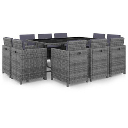 vidaXL 46378 - Salon de jardin 11 pcs avec coussins Résine tressée