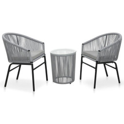 vidaXL 48140 - Ensemble de bistro 3 pcs avec coussins Rotin PE