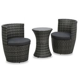 vidaXL 48149 - Ensemble de bistro 3 pcs avec coussins Résine tressée