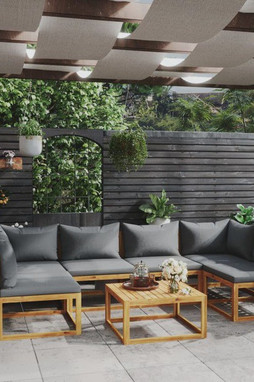 vidaXL 3057622 - Salon de jardin 7 pcs avec coussin Bois dacacia solide