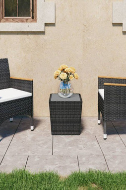 vidaXL 3058364 - Ensemble de bistro 3 pcs Résine tressée et verre trempé