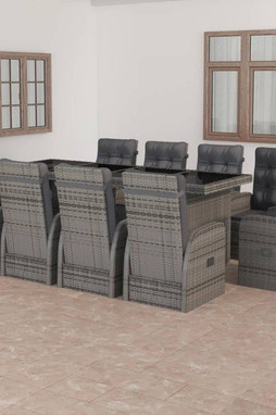 vidaXL 3059348 - Salon de jardin 11 pcs avec coussins Résine tressée