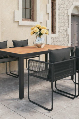 vidaXL 3060108 - Ensemble à manger de jardin 5pcs PVC résine tressée noir marron