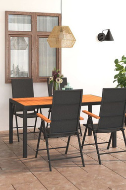vidaXL 3060078 - Ensemble à manger de jardin 5 pcs noir et marron