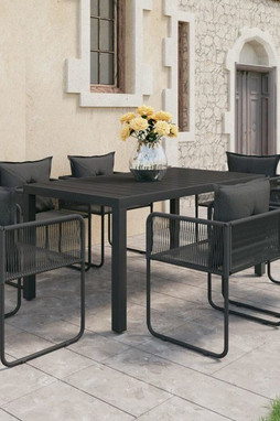 vidaXL 3060103 - Ensemble à manger de jardin 7 pcs PVC résine tressée noir