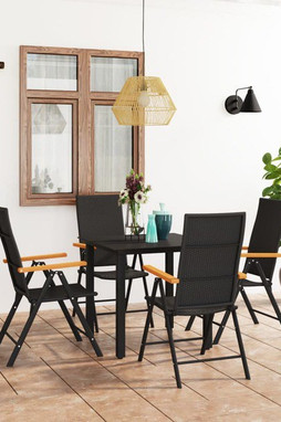 vidaXL 3060071 - Ensemble à manger de jardin 5 pcs noir et marron